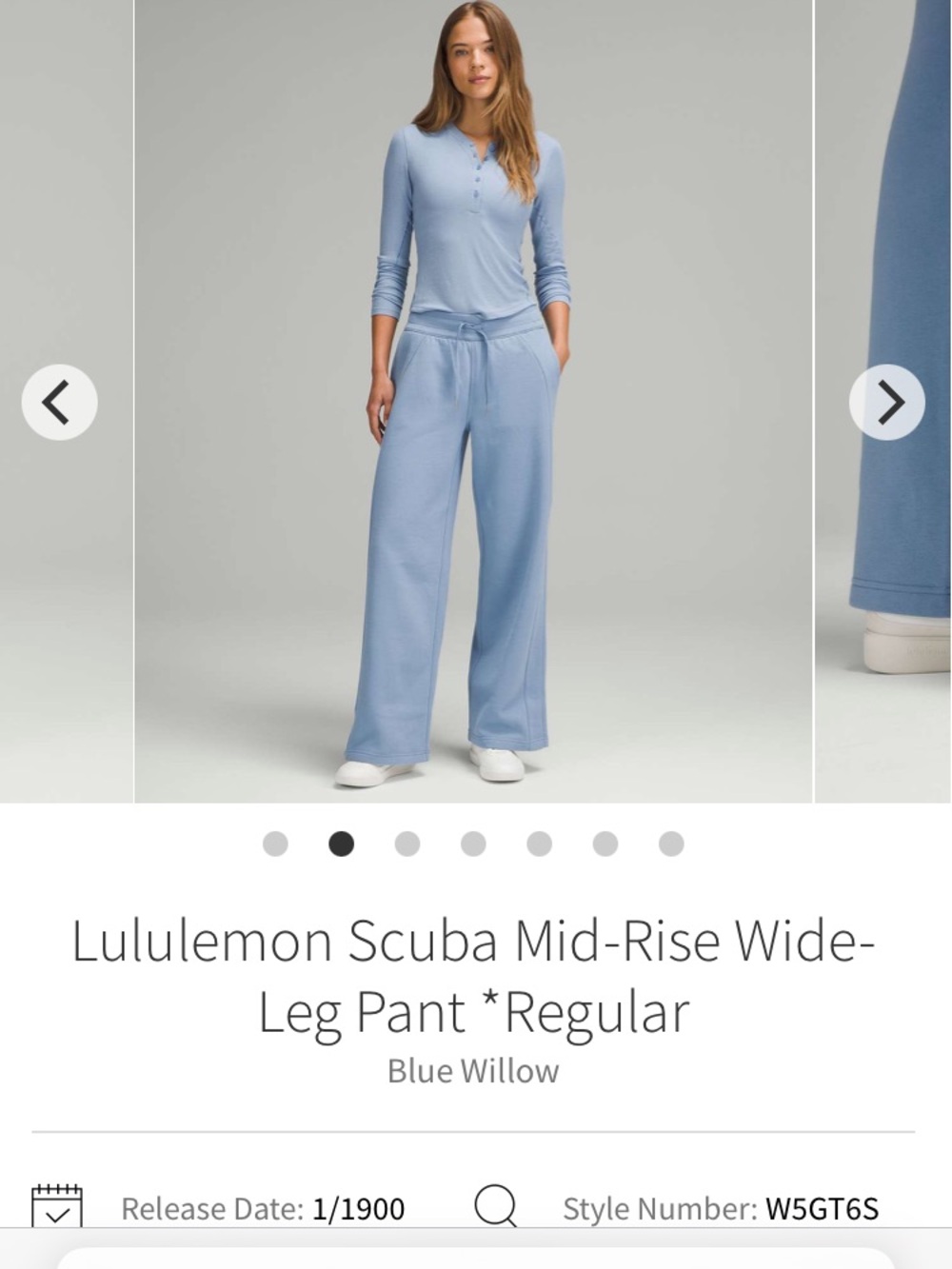 lululemon athletica Wide-Leg Scuba Pants in Blue Willow XS 2 4 28” short